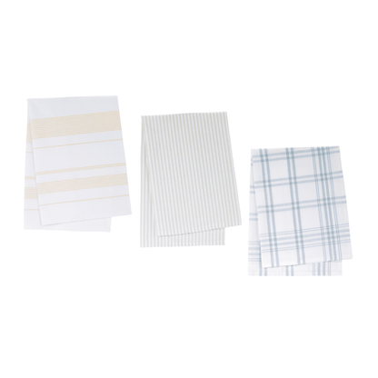 Elegant Cotton Tea Towels – Assorted Designs In Blue, White, And Yellow-0