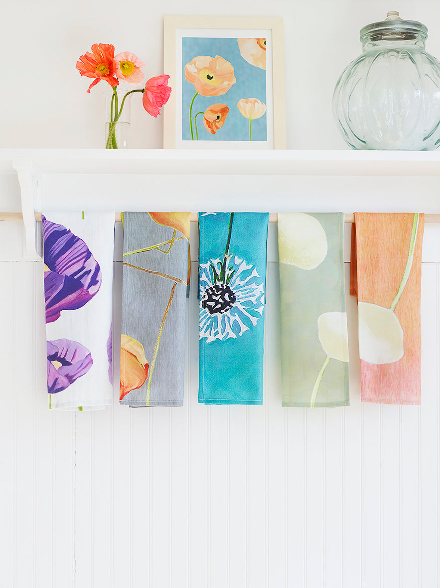 Tea Towel: Three Lanterns on Grey