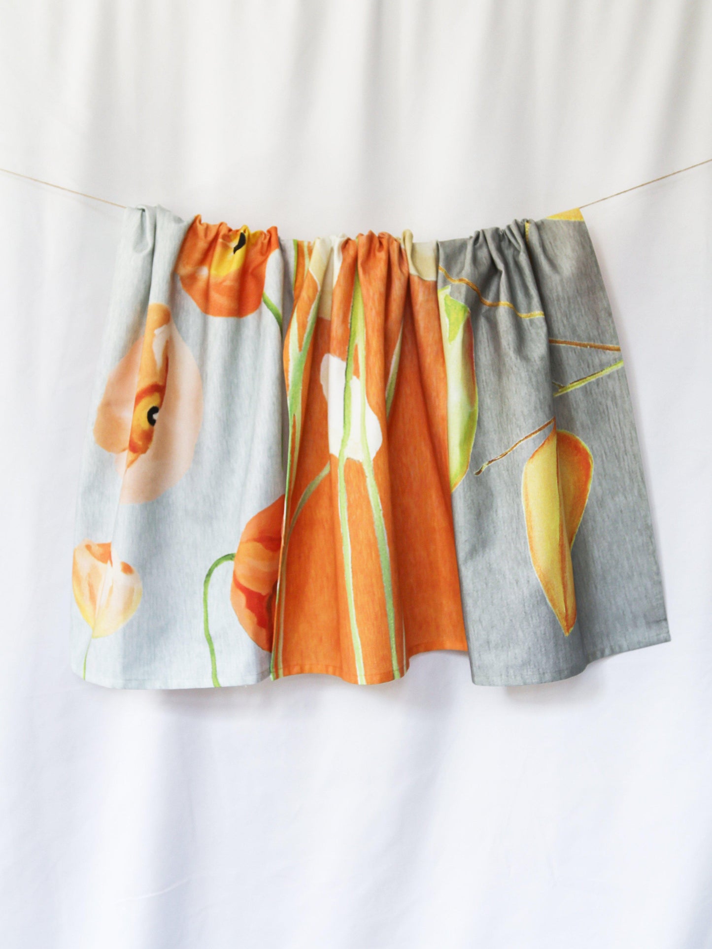Tea Towel: Three Lanterns on Grey