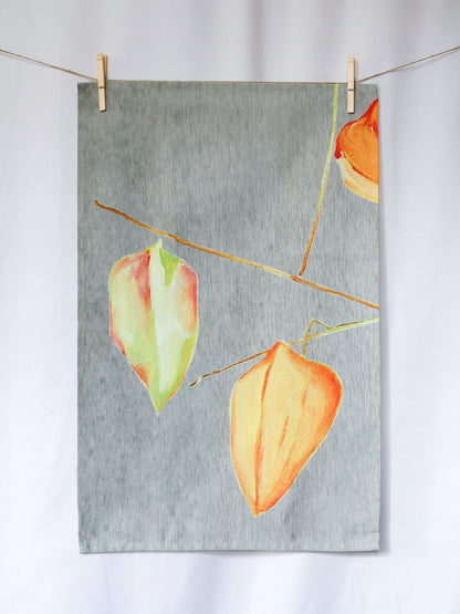 Tea Towel: Three Lanterns on Grey